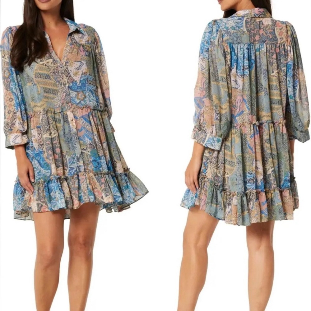 MISA Los Angeles Mita Dress Patchwork button down
